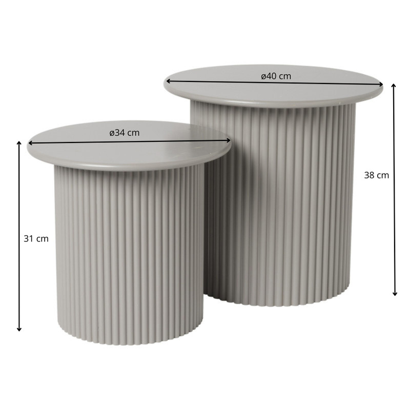 Bijzettafels Oslo - grijs - set van 2 